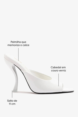 Larroudé x Nicolò B.: Mule Malibu Couro Verniz Branco Mule Larroudé x Nicolò Beretta