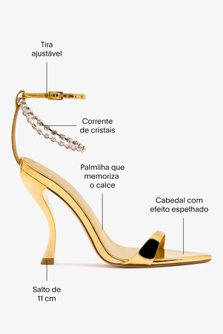 Larroudé x Nicolò B.: Sandália Nana Espelhado Dourado Sandal Larroudé x Nicolò Beretta