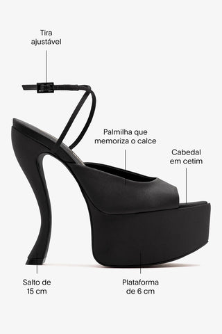 Larroudé x Nicolò B.: Sandália Lola Cetim Preto Larroudé x Nicolò Beretta