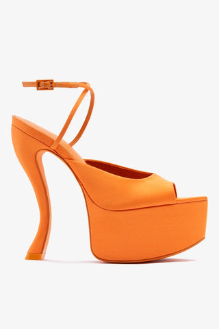 Larroudé x Nicolò B.: Sandália Lola Cetim Laranja Sandal Larroudé x Nicolò Beretta