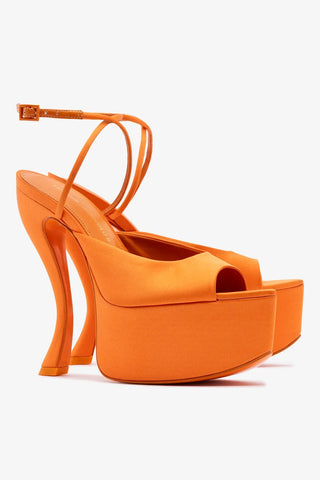 Larroudé x Nicolò B.: Sandália Lola Cetim Laranja Sandal Larroudé x Nicolò Beretta