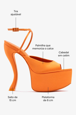 Larroudé x Nicolò B.: Sandália Lola Cetim Laranja Sandal Larroudé x Nicolò Beretta