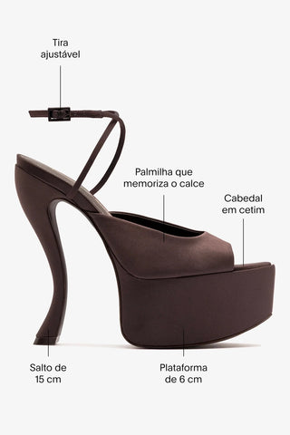 Larroudé x Nicolò B.: Sandália Lola Cetim Marrom Sandal Larroudé x Nicolò Beretta