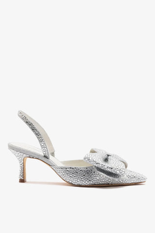 Slingback Elle Mini Prateado e Cristais Pump Larroudé