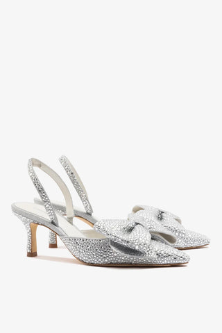 Slingback Elle Mini Prateado e Cristais Pump Larroudé
