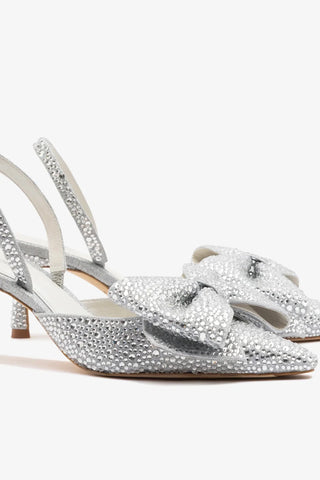 Slingback Elle Mini Prateado e Cristais Pump Larroudé