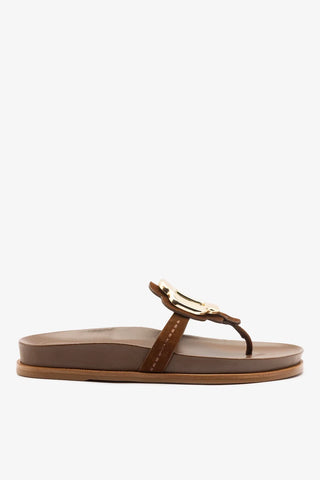Sandália Margherita Sport Camurça Marrom Flat Sandal Larroudé