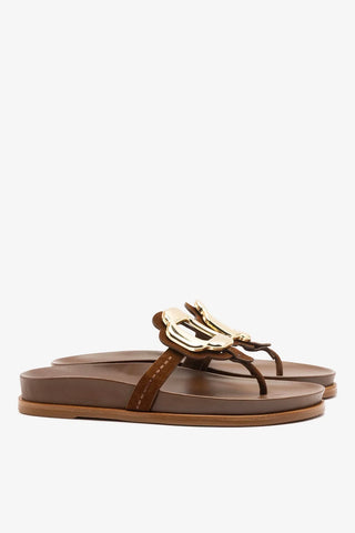 Sandália Margherita Sport Camurça Marrom Flat Sandal Larroudé