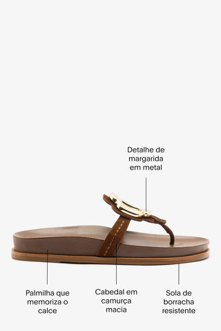 Sandália Margherita Sport Camurça Marrom Flat Sandal Larroudé