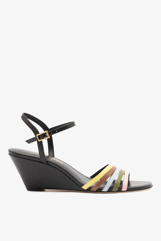 Larroudé x Ciao Lucia: Sandália Anabela Daiana Couro Preto Sandal Larroudé x Ciao Lucia