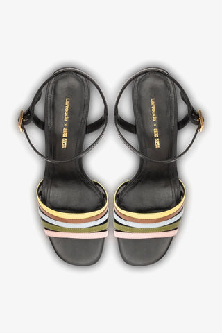 Larroudé x Ciao Lucia: Sandália Anabela Daiana Couro Preto Sandal Larroudé x Ciao Lucia