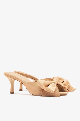 Mule Peep Toe Elle Seda Bege Mule Larroudé