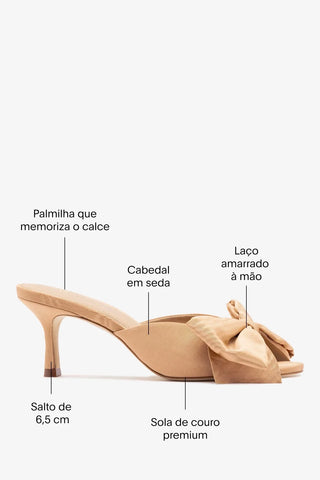 Mule Peep Toe Elle Seda Bege Mule Larroudé