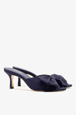 Mule Peep Toe Elle Seda Azul Mule Larroudé