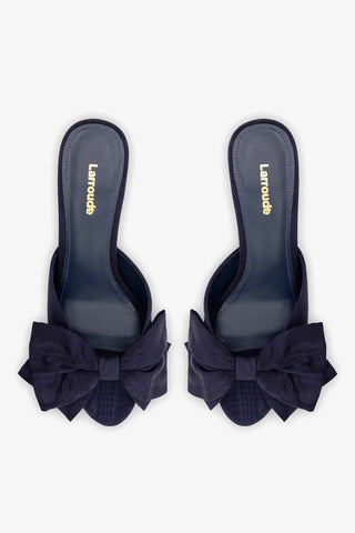 Mule Peep Toe Elle Seda Azul Mule Larroudé