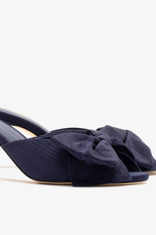 Mule Peep Toe Elle Seda Azul Mule Larroudé