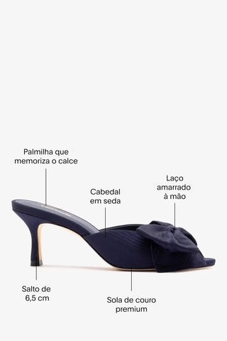 Mule Peep Toe Elle Seda Azul Mule Larroudé