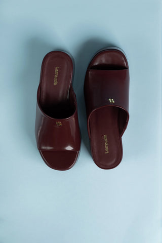 Mule Charli Box Couro Bordô Sandal Larroudé