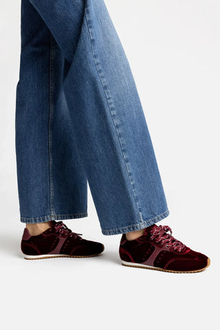 Tênis Stella Veludo e Couro Vinho Sneaker Larroudé