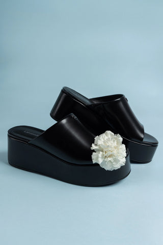 Mule Charli Box Couro Preto Sandal Larroudé
