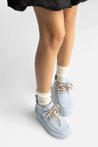 Bota Anabela Chani Camurça Azul Sneaker Larroudé