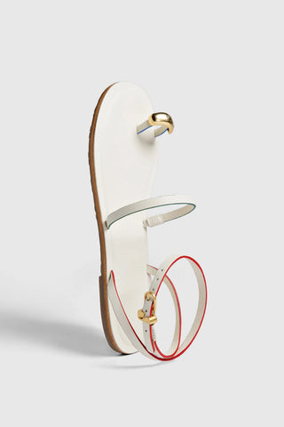 Flat Biarritz Couro Off White Flat Sandal Larroudé