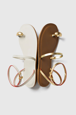 Flat Biarritz Couro Off White Flat Sandal Larroudé