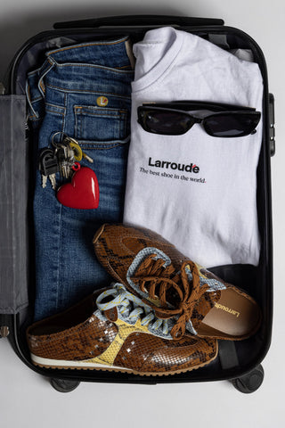 Mule Stella Couro Cobra Marrom, Couro Cobra Azul e Couro Cobra Amarelo Sneaker Larroudé