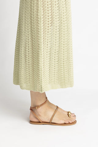 Flat Biarritz Couro Caramelo Flat Sandal Larroudé
