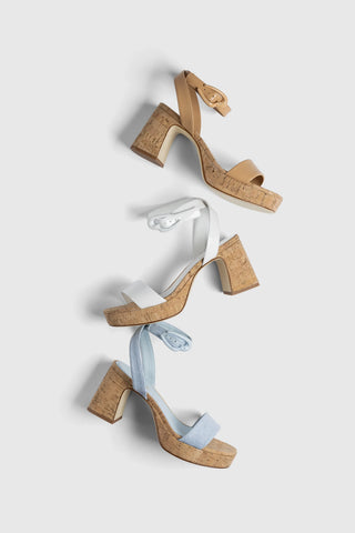 Sandália Dolly Verona Low Couro Bege e Cortiça Sandal Larroudé