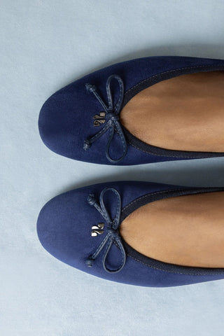 Sapatilha Pavlova Camurça Azul Ballerina Larroudé