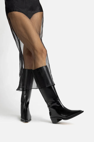 Bota Florencia Couro Preto Boot Larroudé