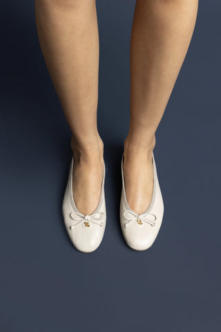Sapatilha Pavlova Couro Cinza Ballerina Larroudé