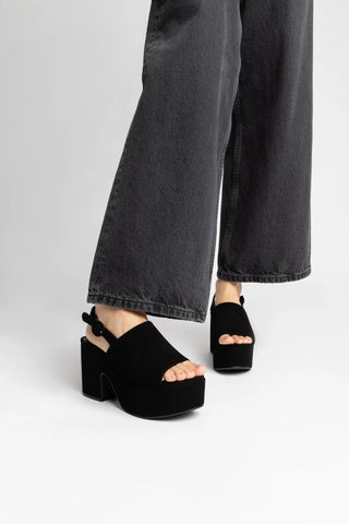 Sandália Plataforma Miso Camurça Preto Sandal Larroudé