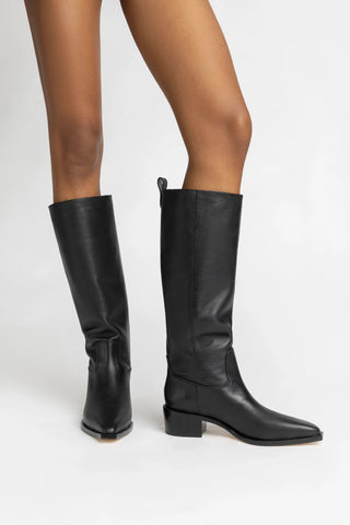 Bota Florencia Couro Preto Boot Larroudé
