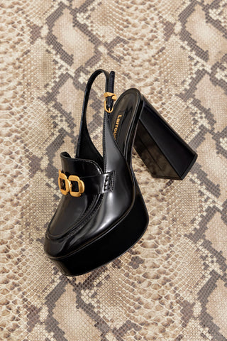 Slingback Plataforma Harrington Hi Couro Preto Pump Larroudé