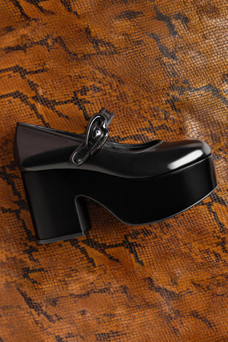 Scarpin Plataforma Verona Couro Preto Pump Larroudé