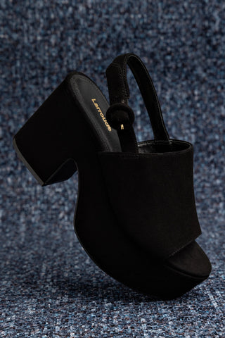 Sandália Plataforma Miso Camurça Preto Sandal Larroudé