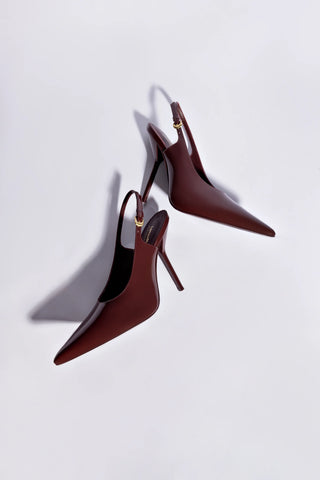 Larroudé x Altuzarra: Slingback Couro Verniz Bordô Pump Larroudé