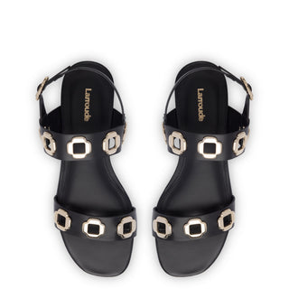 Sandália Flat Milan Couro Preto