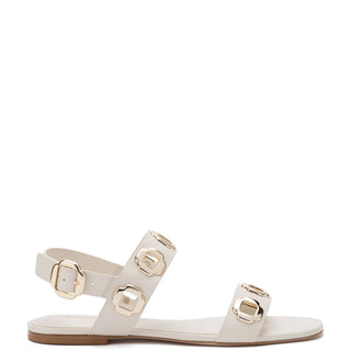 Sandália Flat Milan Couro Off White