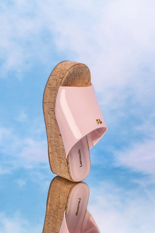 Mule Charli Couro Verniz Rosa Sandal Larroudé