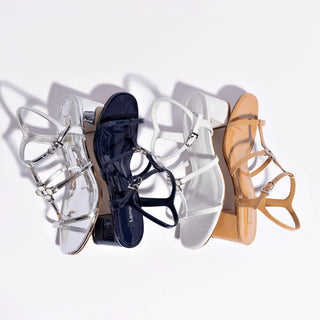 Hana Block In White Patent Leather Sandal Larroudé