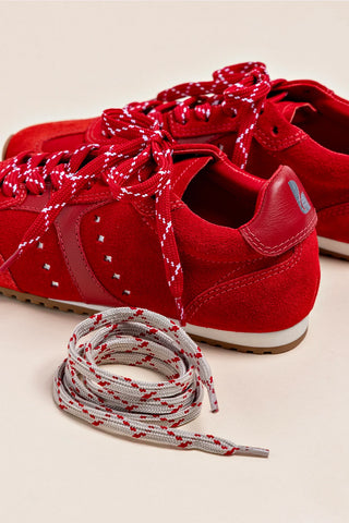 Tênis Stella Camurça Vermelho e Couro Vermelho Sneaker Larroudé