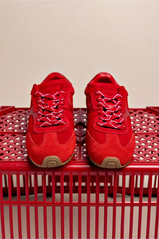 Tênis Stella Camurça Vermelho e Couro Vermelho Sneaker Larroudé
