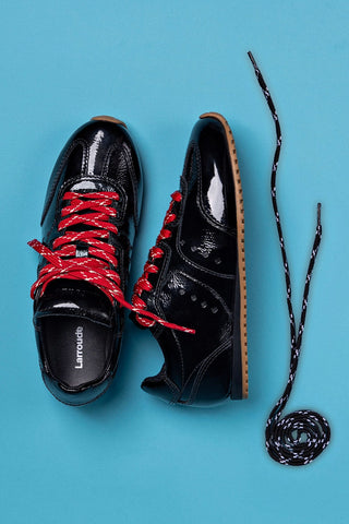 Tênis Stella Couro Verniz Preto Sneaker Larroudé